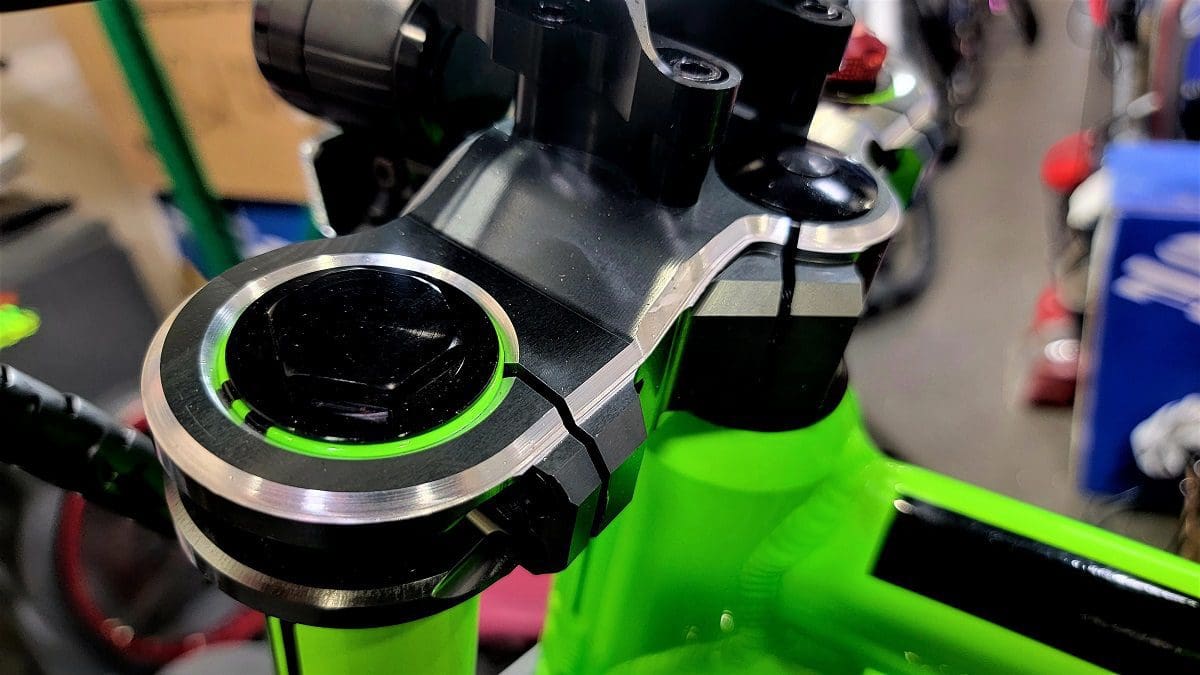 A close up of the top part of a motorcycle.