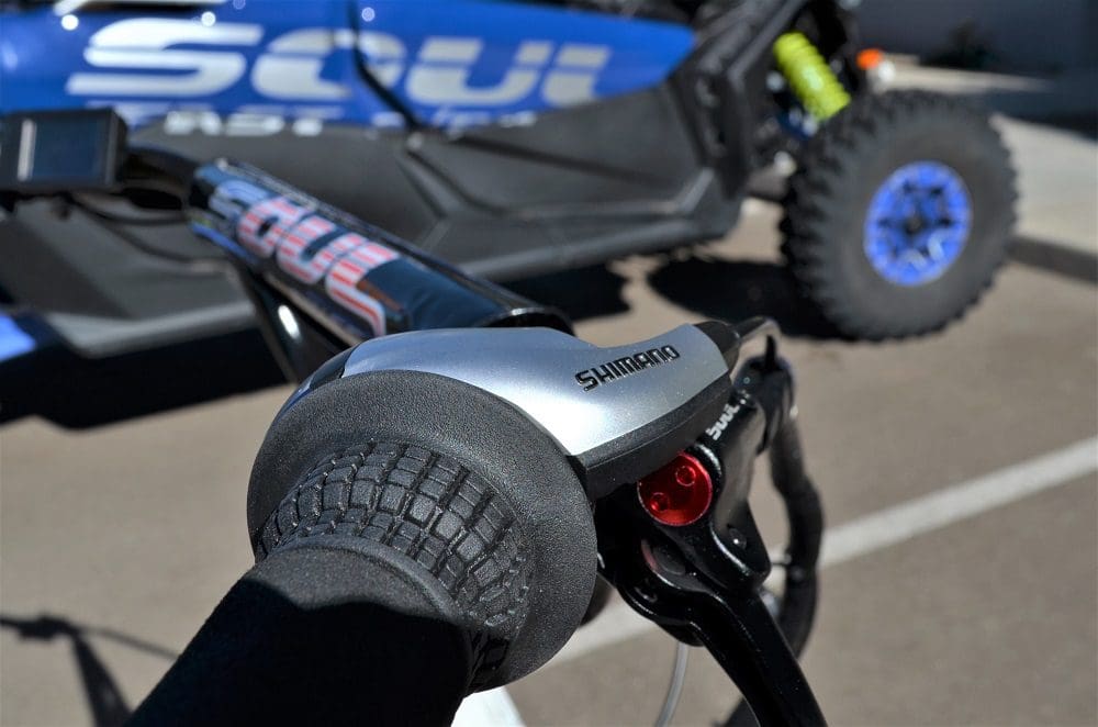 A close up of the handle bars on a motorcycle.