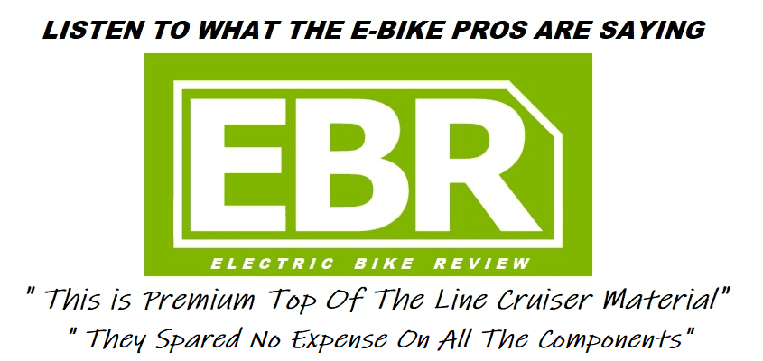A green and white logo for the electric bike review.