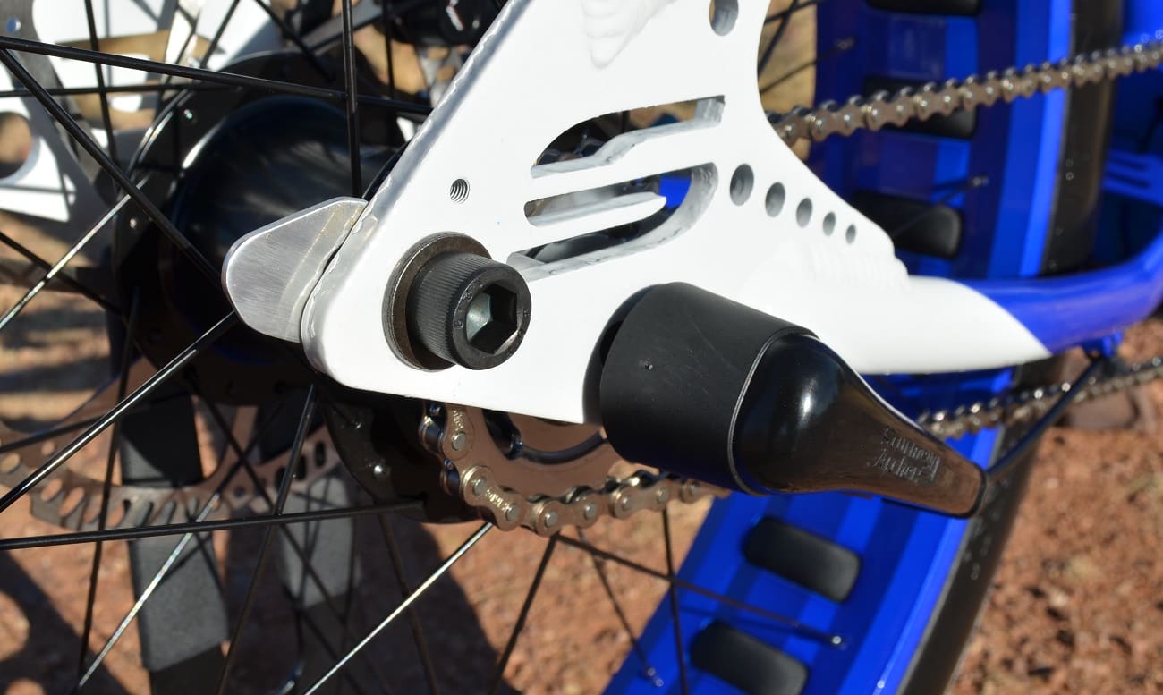 Bicycle chain and gear close-up view.