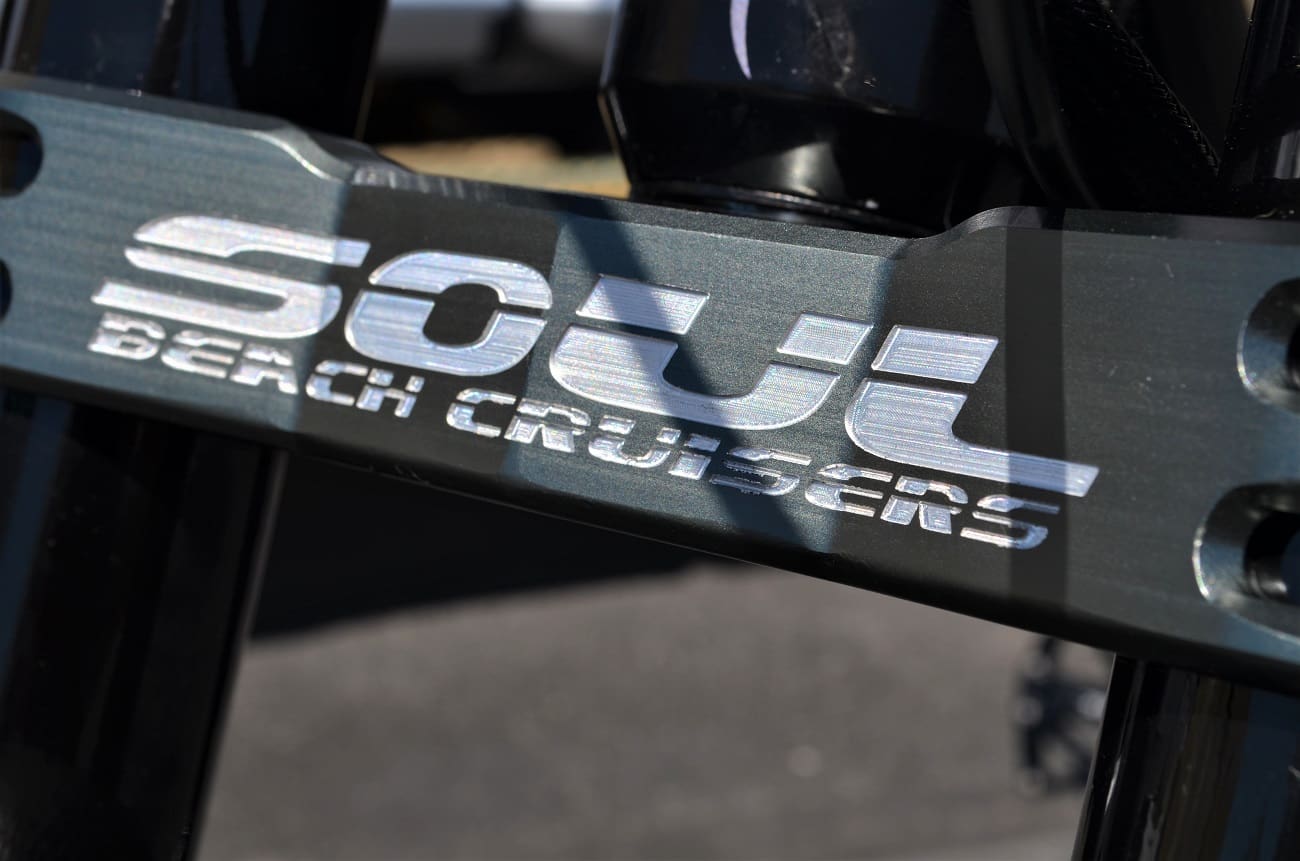 Soul Beach Cruisers logo on bicycle frame.