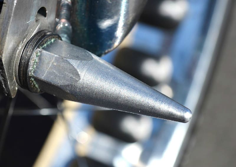 Close-up of a metal spiked object.