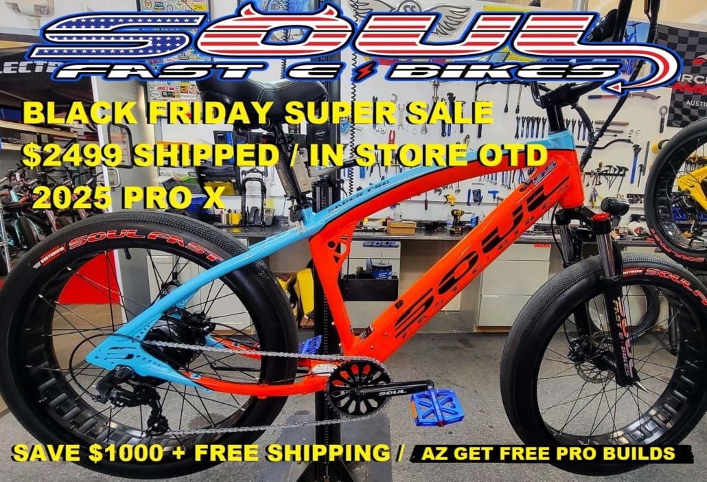 Red and blue bike Black Friday sale.