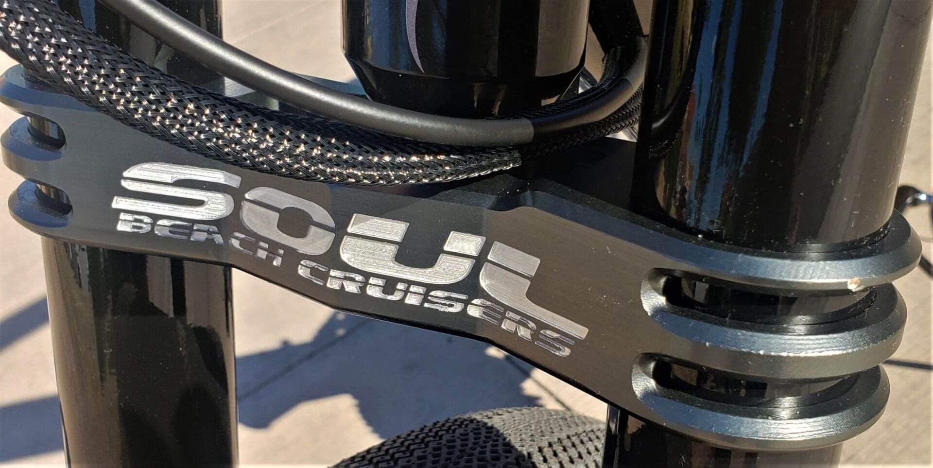 Bicycle fork with "Soul Beach Cruisers" logo.