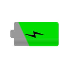 Green battery icon with lightning bolt.