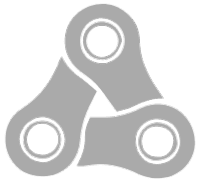 Three interconnected gray shapes on black background.