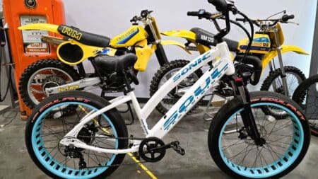 26″ SX DOUBLE BAR STEP-THRU WHITE & TEAL