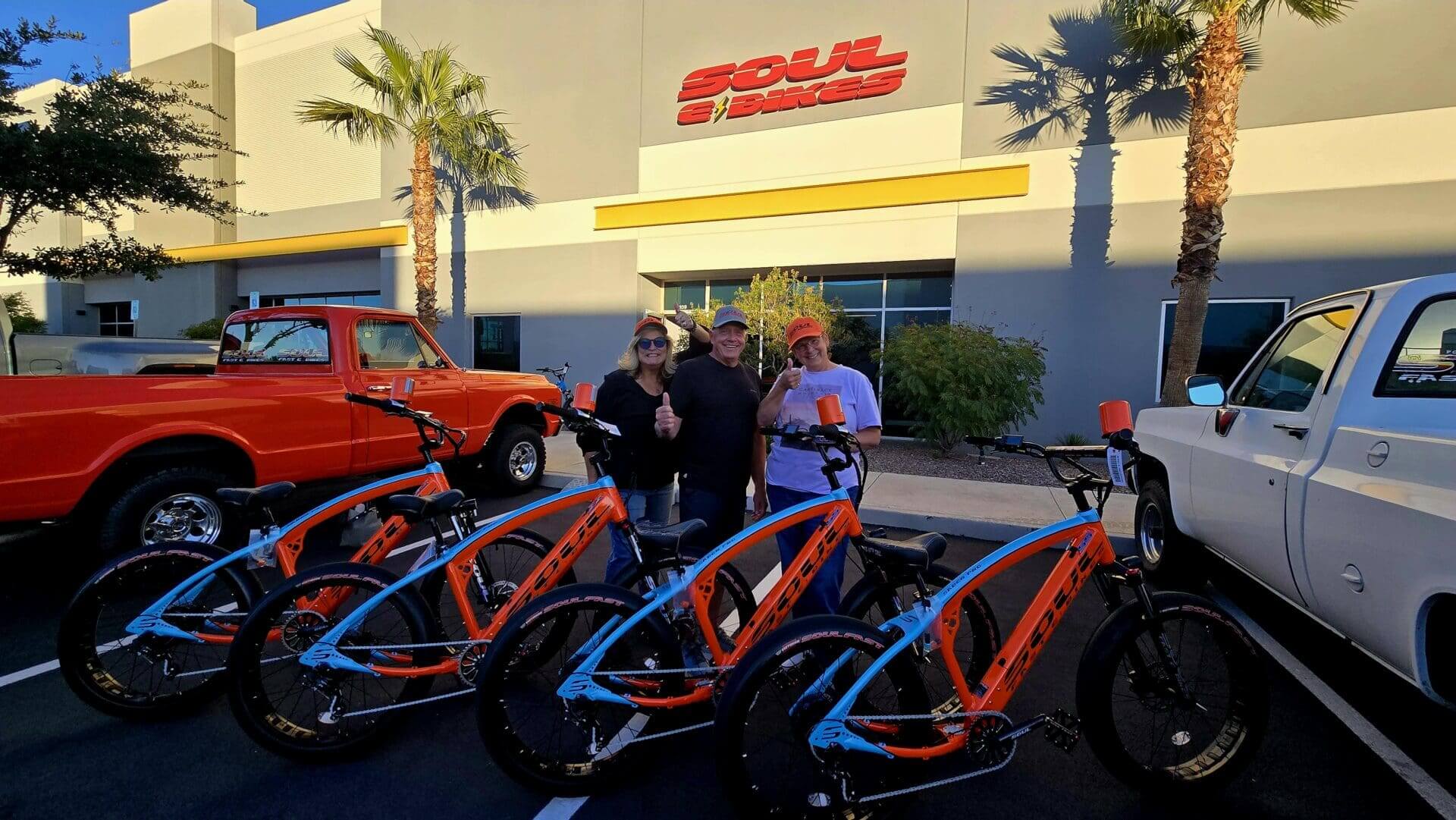 Group with bikes outside Soul headquarters.