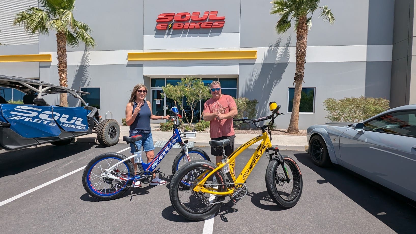 People with bikes outside Soul Bikes shop.